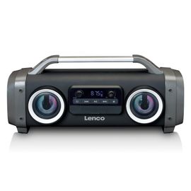 HAUT-PARLEUR BLUETOOTH ÉTANCHE AUX ÉCLABOUSSURES RADIO FM USB ET SD AVEC EFFETS LUMINEUX NOIR