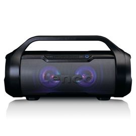 HAUT-PARLEUR BLUETOOTH RÉSISTANT AUX ÉCLABOUSSURES AVEC RADIO FM, USB, SD ET LUMIÈRES DE FÊTE NOIR