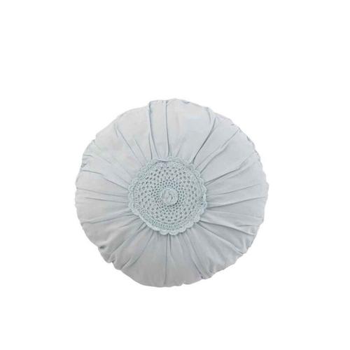 Paris Prix - Coussin Rond Déco "Dentelle" 40cm Bleu