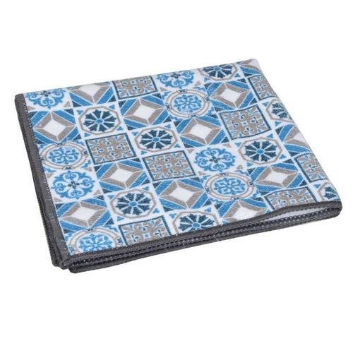 Paris Prix - Torchon "Carreaux De Ciment" 40x40cm Bleu & Gris