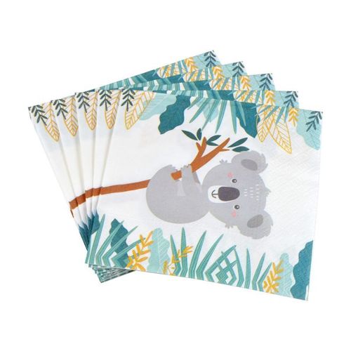 Paris Prix - Lot De 20 Serviettes En Papier "Koala" 33x33cm Multicolore