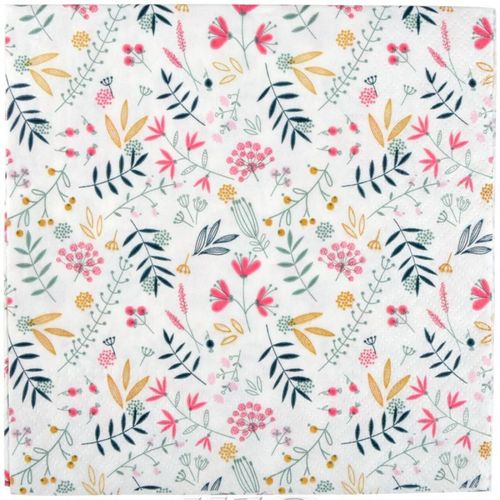 Paris Prix - Lot De 20 Serviettes En Papier "Happy Spring" 33x33cm Blanc