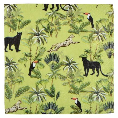 Paris Prix - Lot De 20 Serviettes En Papier "Palmeraie" 33x33cm Vert