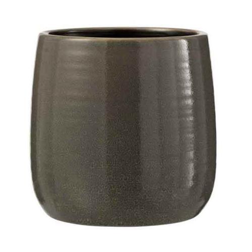 Paris Prix - Cache-Pot En Céramique "Uni" 16cm Gris