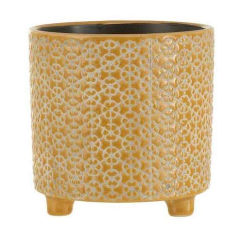 Paris Prix - Cache-Pot Déco En Céramique "Minada" 16cm Ocre