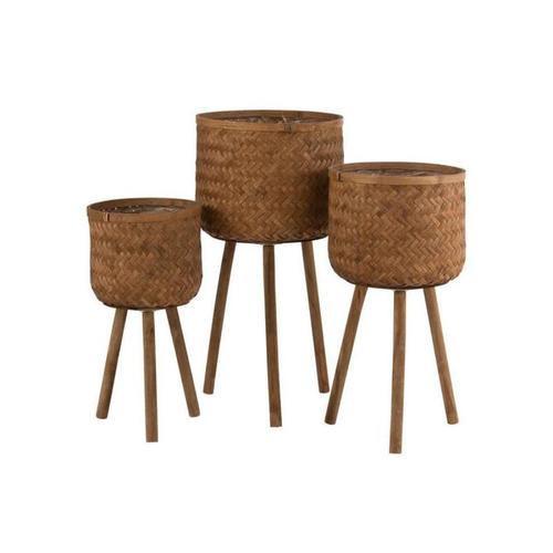 Paris Prix - Lot De 3 Cache-Pots Sur Pied "Trépied" 75cm Naturel