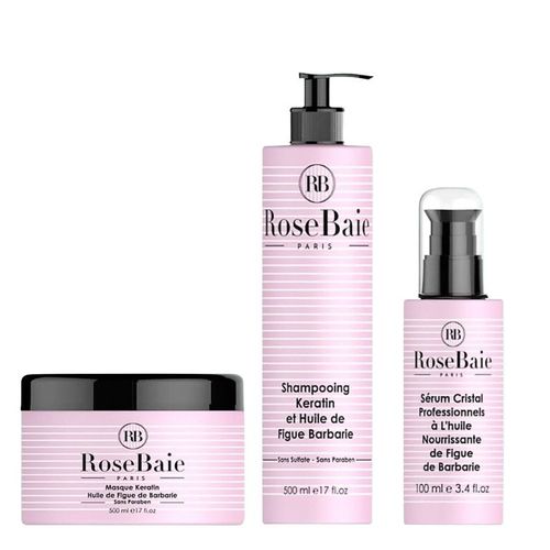 Kit D'entretien Au Lissage À La Kératine Et Huile De Figue De Barbarie Rosebaie 3 Produits. 