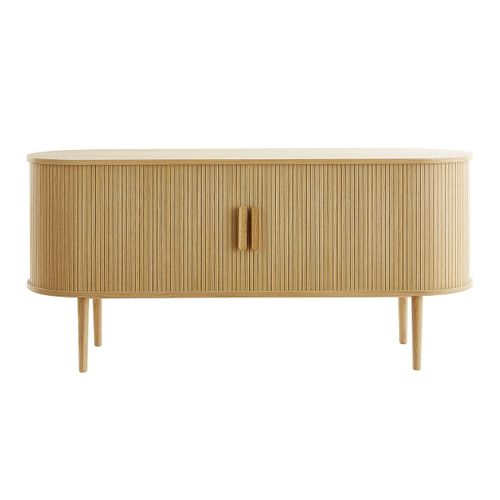 Buffet Avec Portes Coulissantes Placage Chêne Et Chêne Massif L160 Cm Epic