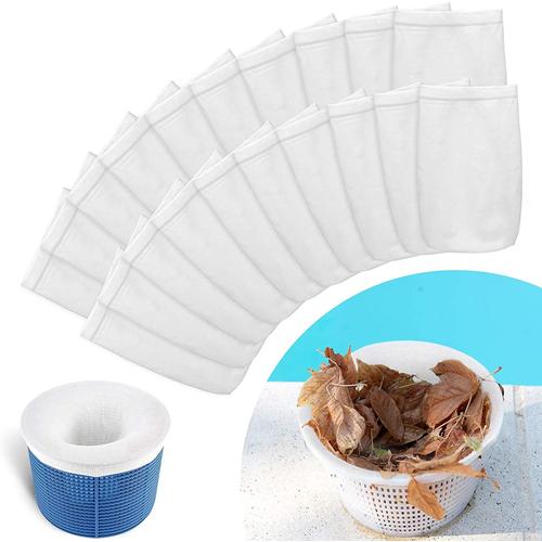 Chaussettes de Skimmer, 20 Pcs Pool Skimmer,Piscine Filtres en Tissu Réutilisable et Super Élastique pour Panier de Skimmer, de Pompe, Piscine, Spa