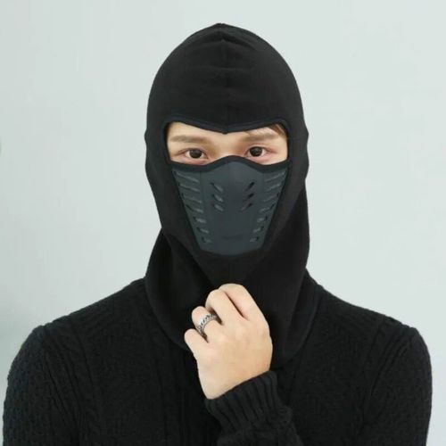 Cagoule Thermique Coupe-Vent Pour Homme,Chapeau De Randonnée,Cagoule Chaude Pour Le Visage,Cyclisme,Ski - Type Black