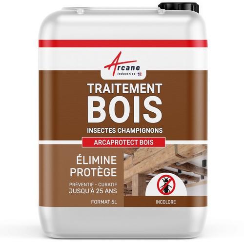 Traitement bois, Protection contre insectes xylophènes et champignons pour charpentes, poutres terrasses produit| ARCAPROTECT BOIS 5 L