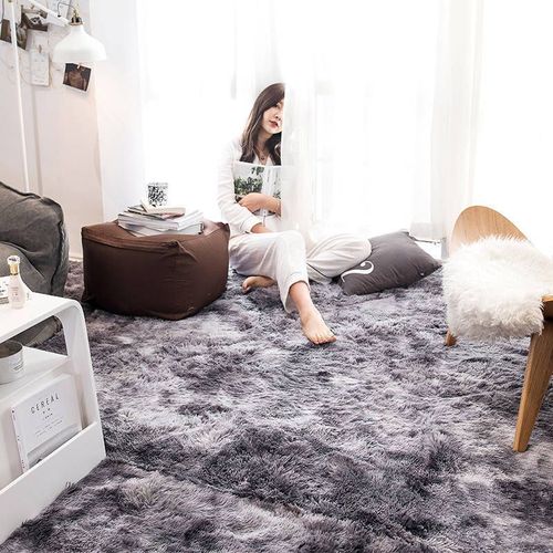Tapis Pelucheux Long Et Doux Pour Enfants,Tapis Violet Pour Chambre D'enfant,Zone De Jeux De Pépinière,Décoration D'intérieur,Tapis Poilu Pour Filles,Polymères D - Type Deep Gray-160x230cm(63x90in)