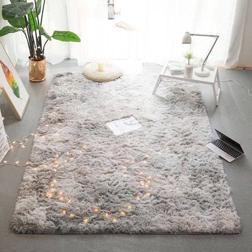 Tapis Pelucheux Long Et Doux Pour Enfants,Tapis Violet Pour Chambre D'enfant,Zone De Jeux De Pépinière,Décoration D'intérieur,Tapis Poilu Pour Filles,Polymères - Type Light Gray-120x160cm(47x63in)