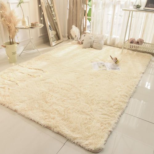 Tapis Pelucheux Long Et Doux Pour Enfants,Tapis Violet Pour Chambre D'enfant,Zone De Jeux De Pépinière,Décoration D'intérieur,Tapis Poilu Pour Filles,Polymère - Type Beige Yellow-100x160cm(39x63in)