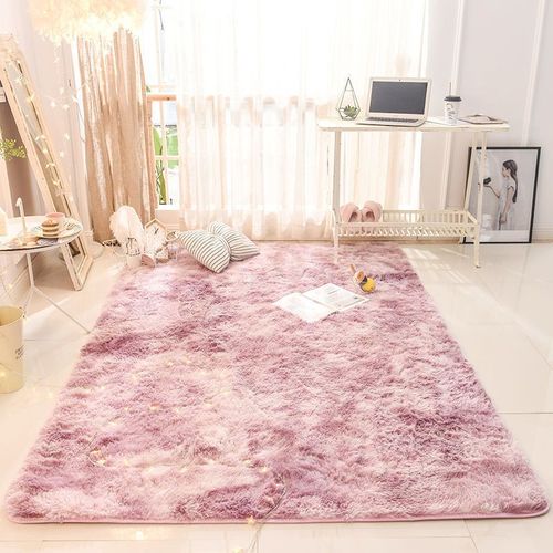 Tapis Pelucheux Long Et Doux Pour Enfants,Tapis Violet Pour Chambre D'enfant,Zone De Jeux De Pépinière,Décoration D'intérieur,Tapis Poilu Pour Filles,Polymères - Type Pink Purple-100x160cm(39x63in)
