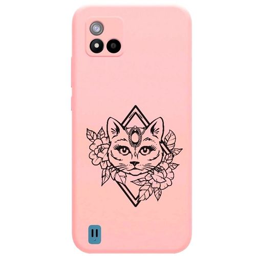 Coque Rose Realme C11 2021 Chat Fleur