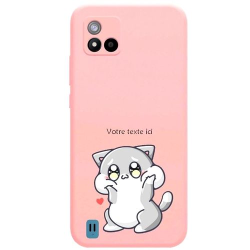 Coque Rose Realme C11 2021 Chat Kawaii