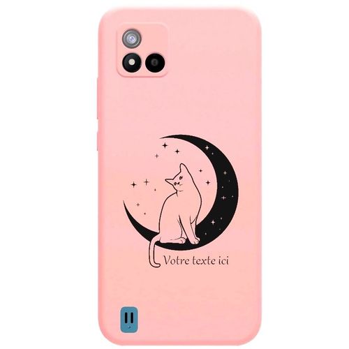 Coque Rose Realme C11 2021 Chat Lune