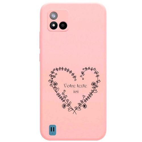 Coque Rose Realme C11 2021 Coeur Fleur