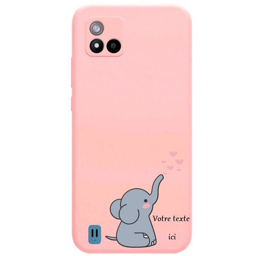 Coque Rose Realme C11 2021 Elephant Et Coeur