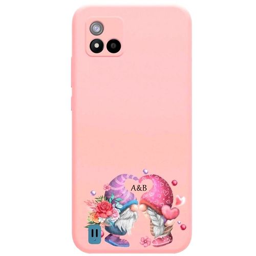 Coque Rose Realme C11 2021 Gnome Avec Vos Initiales Saint Valentin