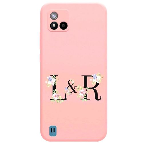 Coque Rose Realme C11 2021 Avec Vos Initiales Personnalisees Et Fleur