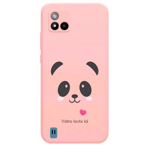 Coque Rose Realme C11 2021 Panda Coeur Ballon Personnalisee