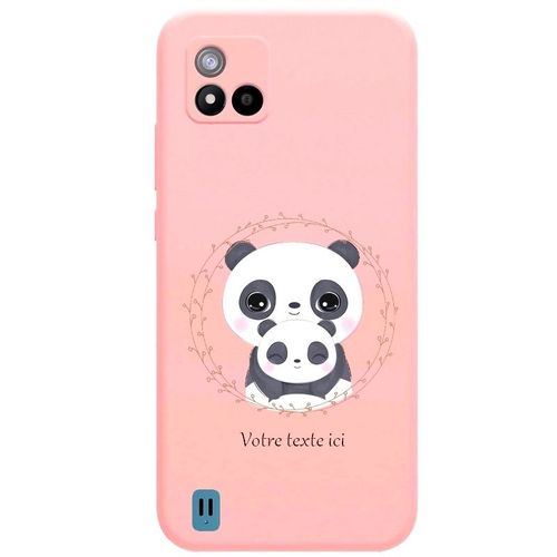 Coque Rose Realme C11 2021 Panda Maman Personnalisee