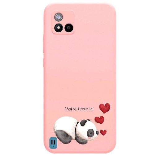 Coque Rose Realme C11 2021 Panda Avec Votre Texte