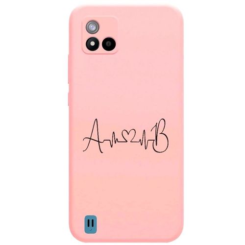 Coque Rose Realme C11 2021 Avec Avec Vos Initiales Et Coeur