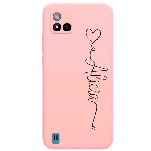 Coque Rose Realme C11 2021 Avec Votre Prenom Police 18 Coeur