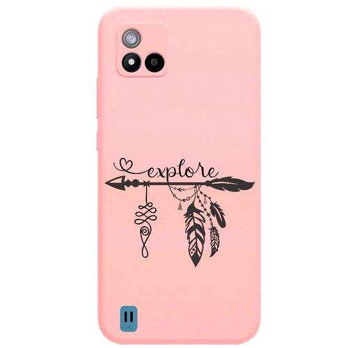 Coque Rose Realme C11 2021 Explore Plume Et Boho