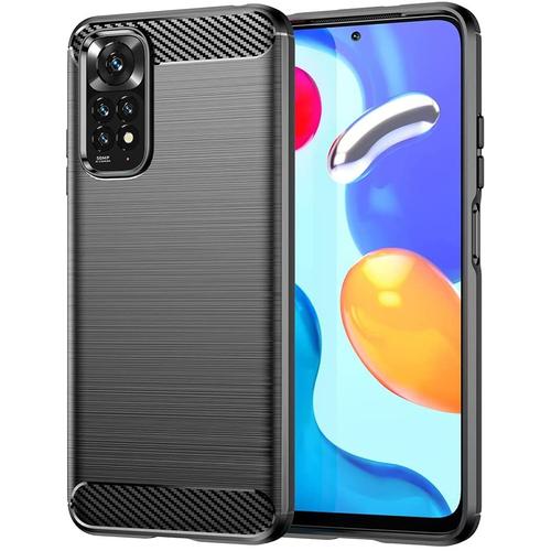 Advansia Coque Housse Etui Pour Xiaomi Redmi Note 11 Noir Fibre De Carbone