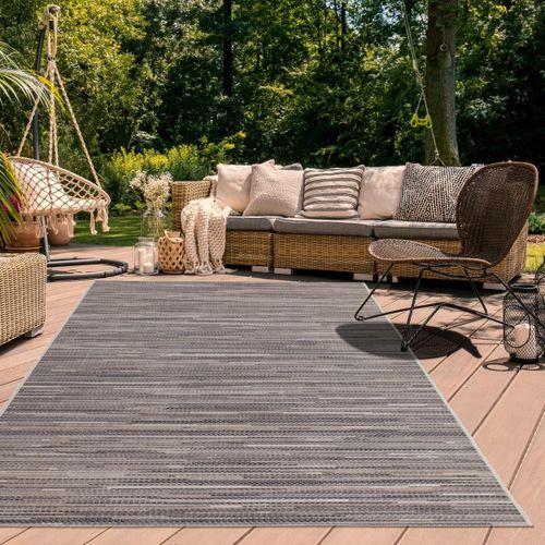 Tapis Extérieur 200x290 Tissé Kilim Beige Et Marron Sunsau