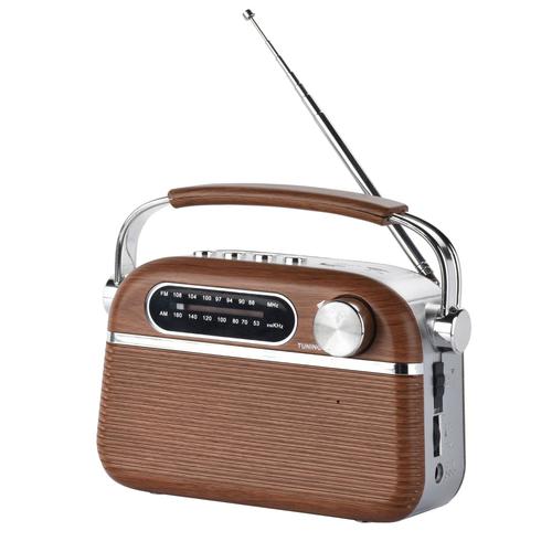 HALTERREGO Radio vintage Grandes Ondes Aspect bois, AM/FM/SW lecteur USB/ Carte Micro SD prise secteur ou pile (non incluse)