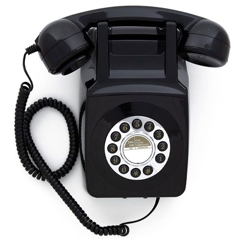 GPO 746 WALL Noir - Téléphone mural rétro bouton poussoir