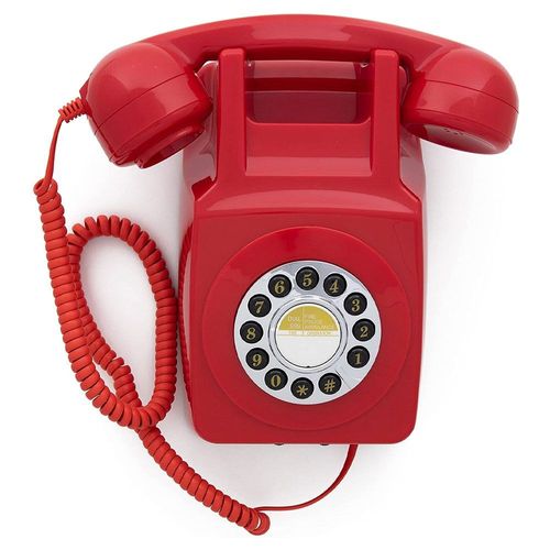 GPO 746 WALL Rouge - Téléphone mural rétro bouton poussoir