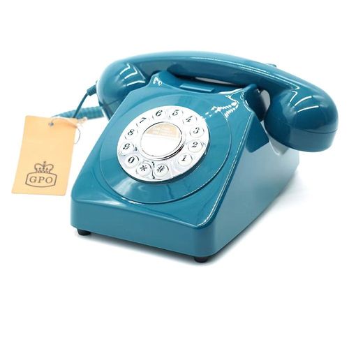 GPO 746 PUSH Azur - Téléphone fixe rétro bouton poussoir