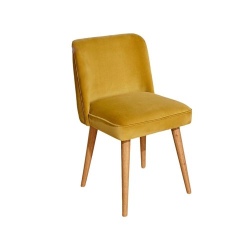 Robin Des Bois - Apolline - Chaises Style Vintage En Velours De Coton Et Bois Massif, Lot De 2 - Fsc® - Jaune