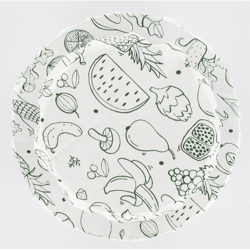Fackelmann 49036 Lot De 3 Couvercles Réutilisables En Coton, Couvercles De Conservation En Tissu Lavables, Blanc, Vert, Coton, 8 Cm, 16 Cm Et 20cm