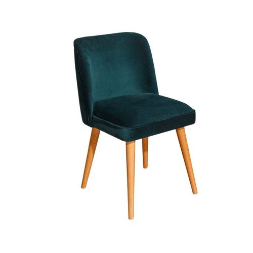 Lot De 2 Chaises En Bois Certifié Fsc@ Et Velours Bleu Paon