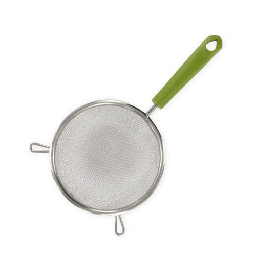 Fackelmann 687071 Passoire En Maille De 14cm De Diamètre À Manche En Plastique Écosourcé, Tamis, Passoire Inox, Acier Inoxydable, Manche En Plastique Bio, 28x14cm