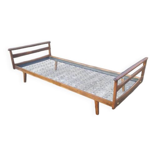 Lit 1 Place Daybed Scandinave En Teck Pied Compas 1960 Bois
