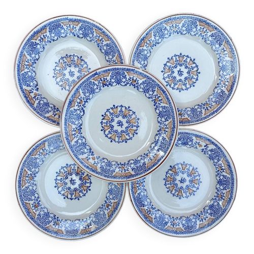 5 Assiettes Longwy Rouennais Bleu