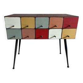 Console 10 Petits Tiroirs Aux Couleurs Assorties Style Scandinave Multicolore