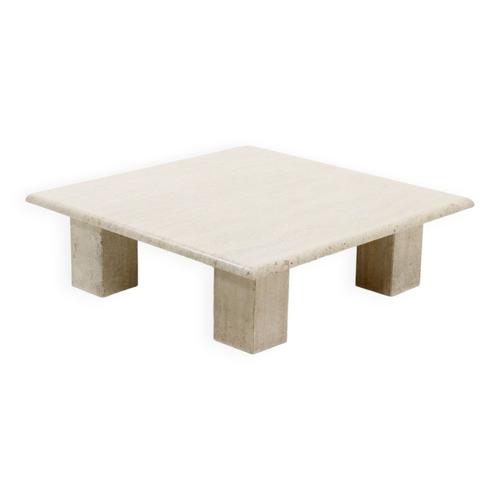 Table Basse Vintage Italienne Moderne En Travertin 1970 Beige