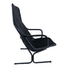 Chaise Longue En Rotin Modle 514 C Par Dirk Van Sliedregt Pour Gebroeders Jonkers Noordwolde Annes 1960 Noir