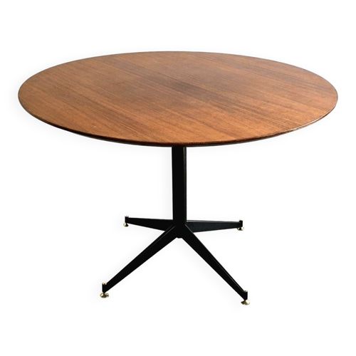 Table Ronde Vintage En Teck Italie 1950 Bois