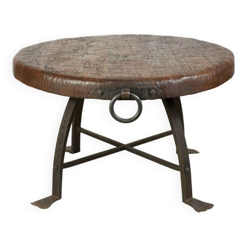 Table Ronde Brutaliste Bois