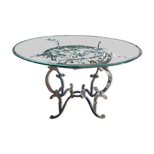 Table Ronde En Fer Forg 6 Personnes Blanc